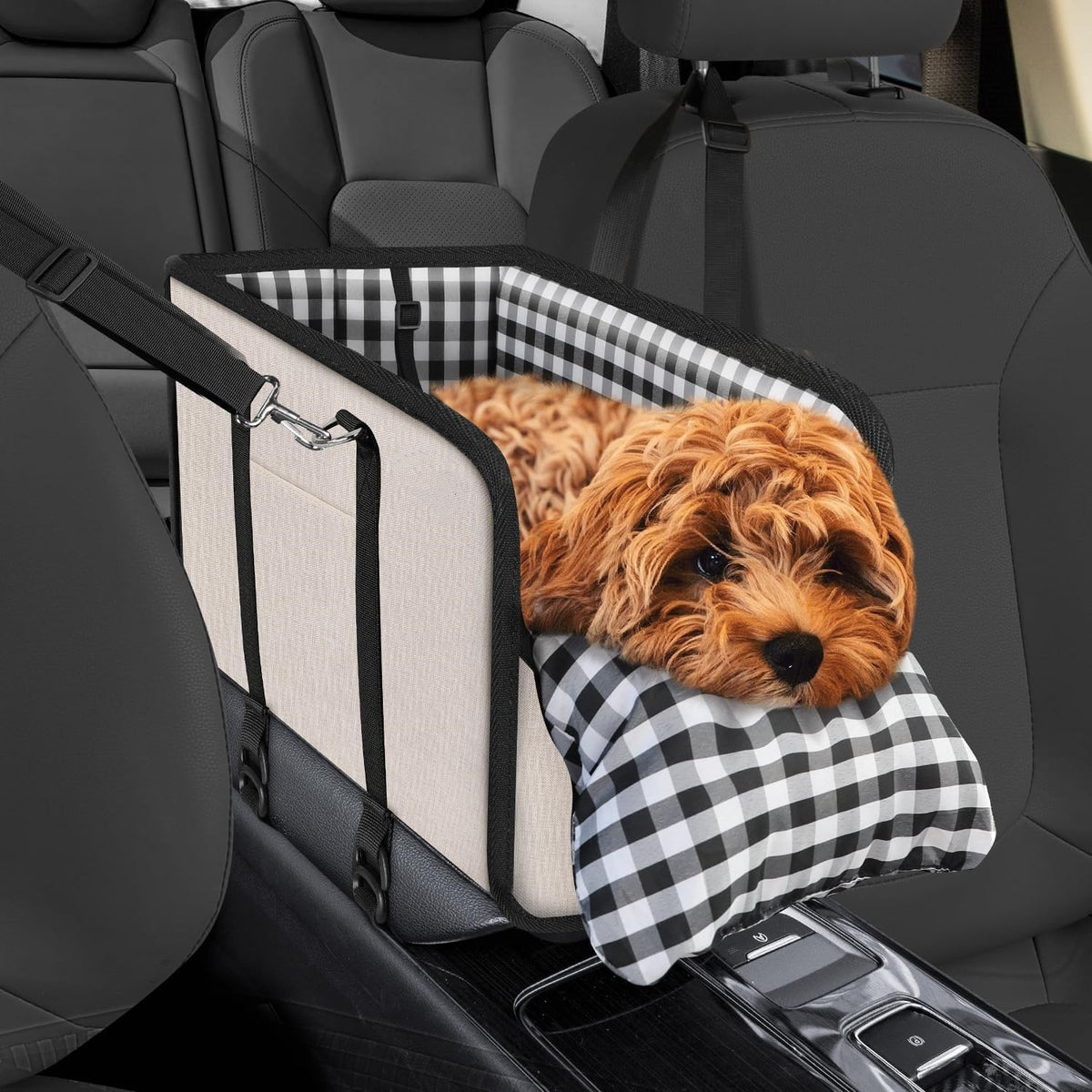 Comfort Armrest Dog Car Seat — Safe and Cozy Travel Bed for Small Dogs and Puppies
