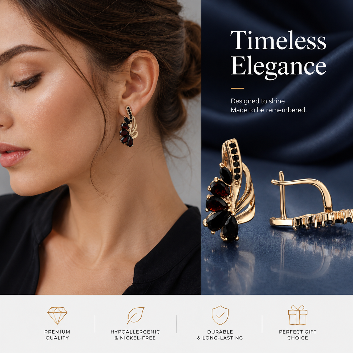 Midnight Bloom Statement Earrings