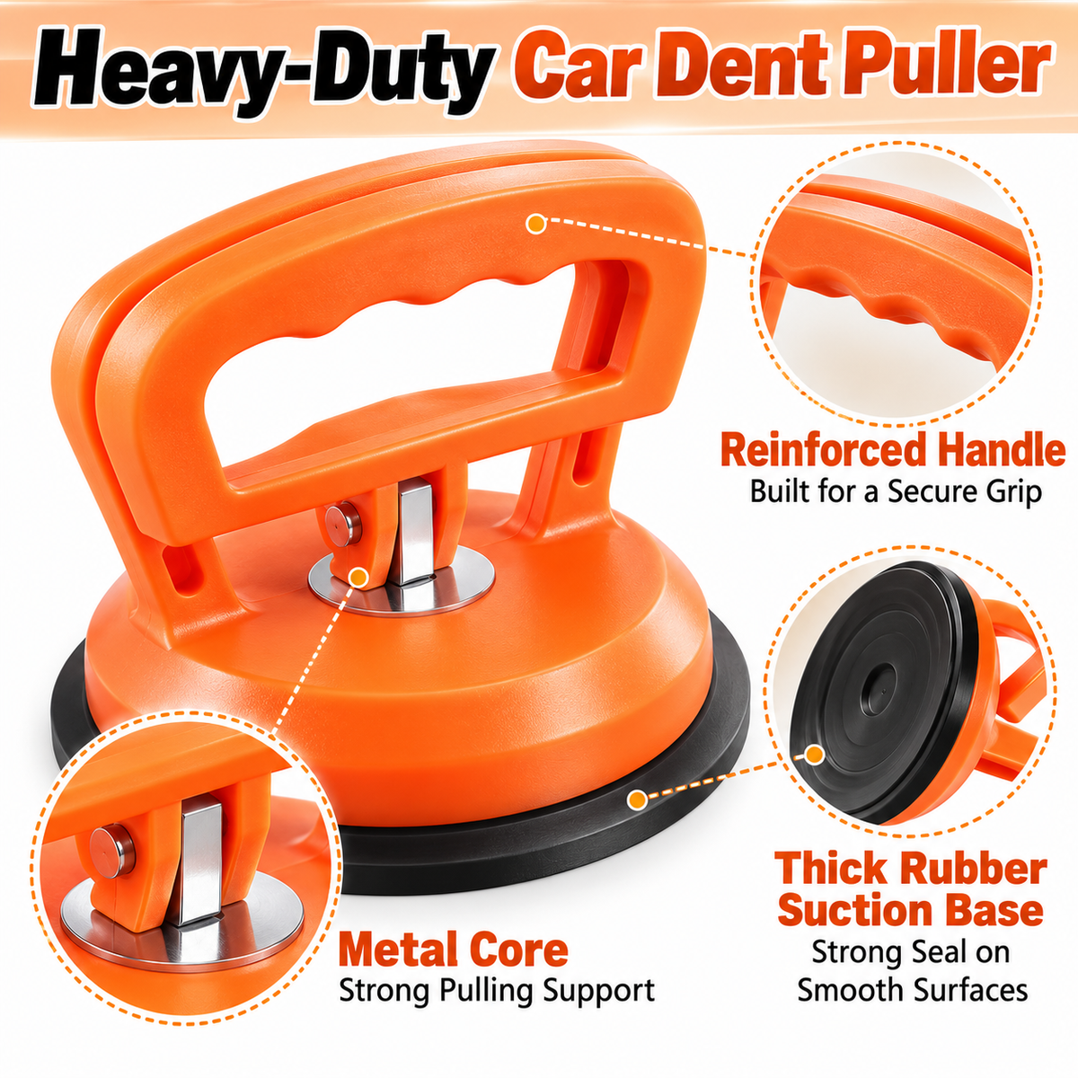 Car dent puller used on shallow vehicle dent