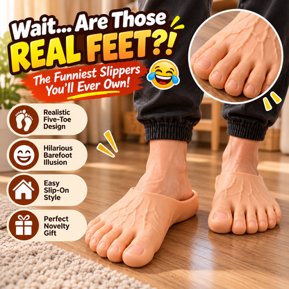 😂 Realistic Barefoot Slippers – Funny Giant Toe Slides, Hilarious Prank Gift 👣
