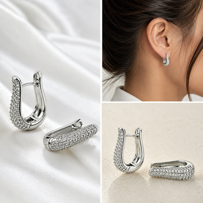 Sparkling Pavé Huggie Hoop Earrings – Effortless Shine for Every Day
