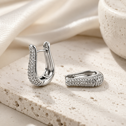 Sparkling Pavé Huggie Hoop Earrings – Effortless Shine for Every Day