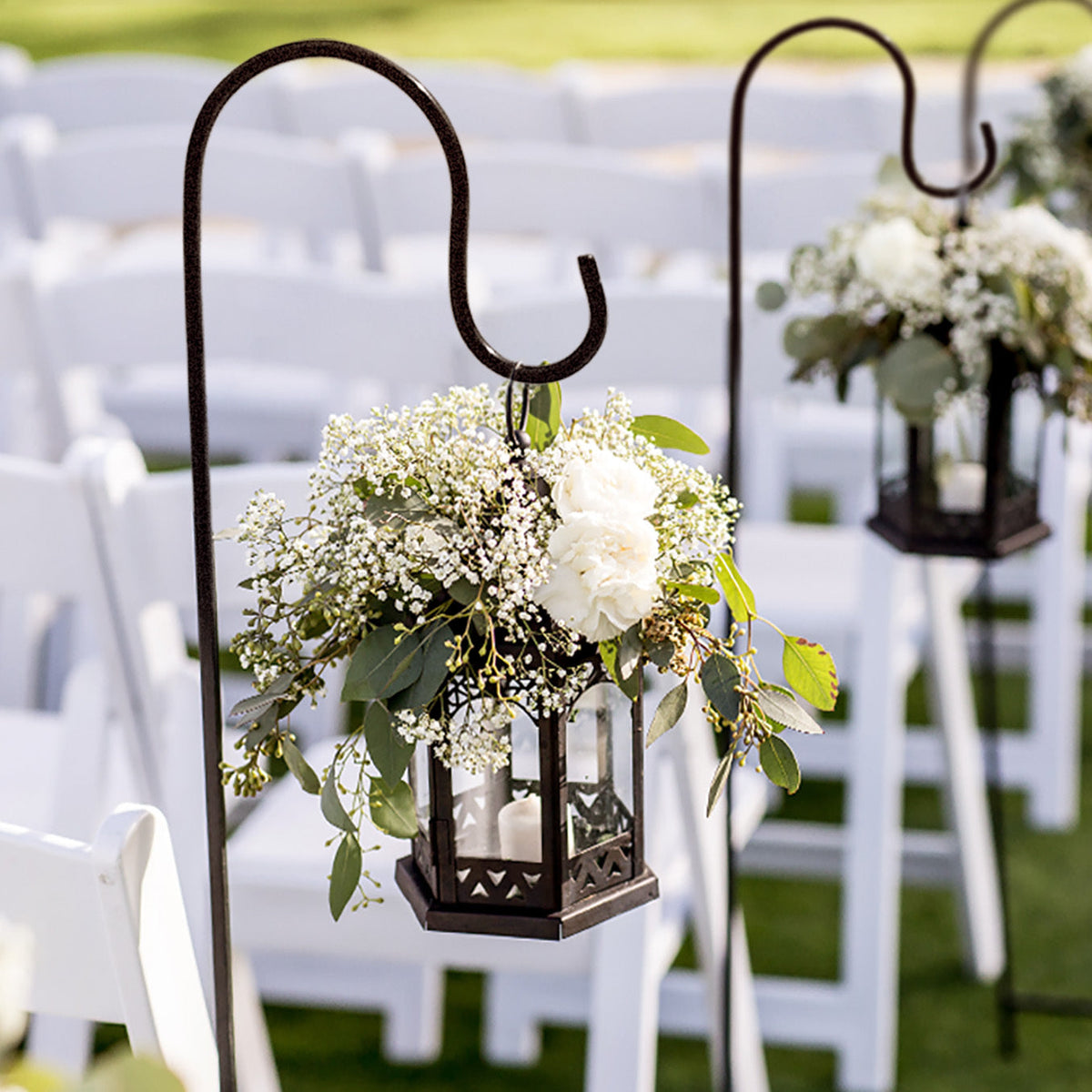 Black Metal Shepherds Hook Lantern Hangers with Prong Base