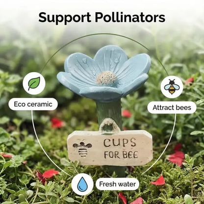 Flower-Shaped Ceramic Bee Watering Station