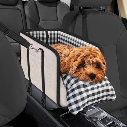 Comfort Armrest Dog Car Seat — Safe and Cozy Travel Bed for Small Dogs and Puppies
