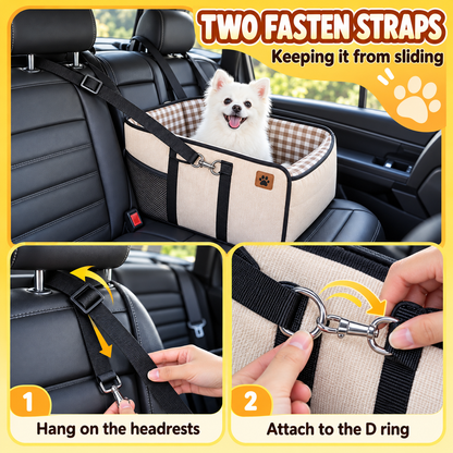 Comfort Armrest Dog Car Seat — Safe and Cozy Travel Bed for Small Dogs and Puppies