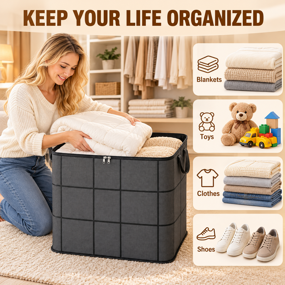 Foldable Storage Bag withReinforced Handles