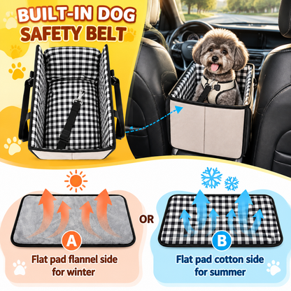 Comfort Armrest Dog Car Seat — Safe and Cozy Travel Bed for Small Dogs and Puppies